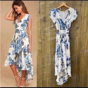 White and Blue French Countryside Floral Dress 🌿